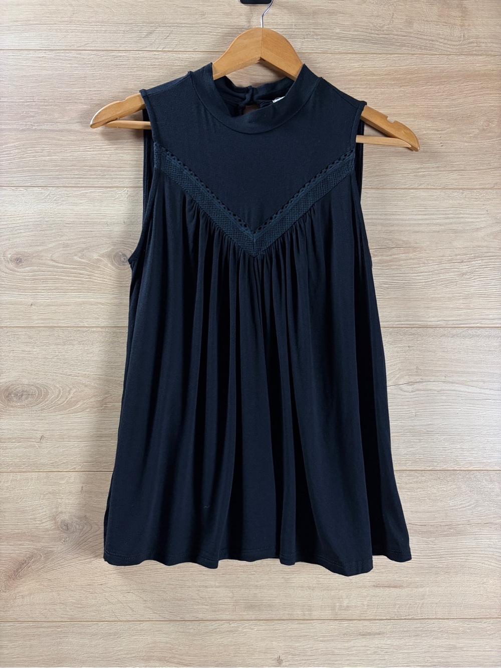 Everleigh Black Sleeveless Mock Pleated Drapey Top